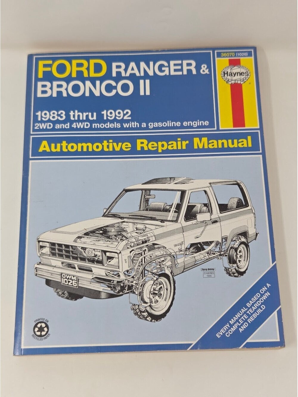 Haynes Ford Ranger Bronco II 1983-1992 Repair Manual 2WD 4WD Gas Engine